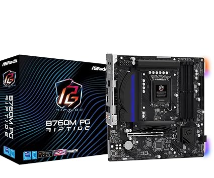 ASRock B760M PG Riptide Intel 12th & 13th Generation CPU (LGA1700) B760 Chipset, DDR5 Micro ATX Motherboard