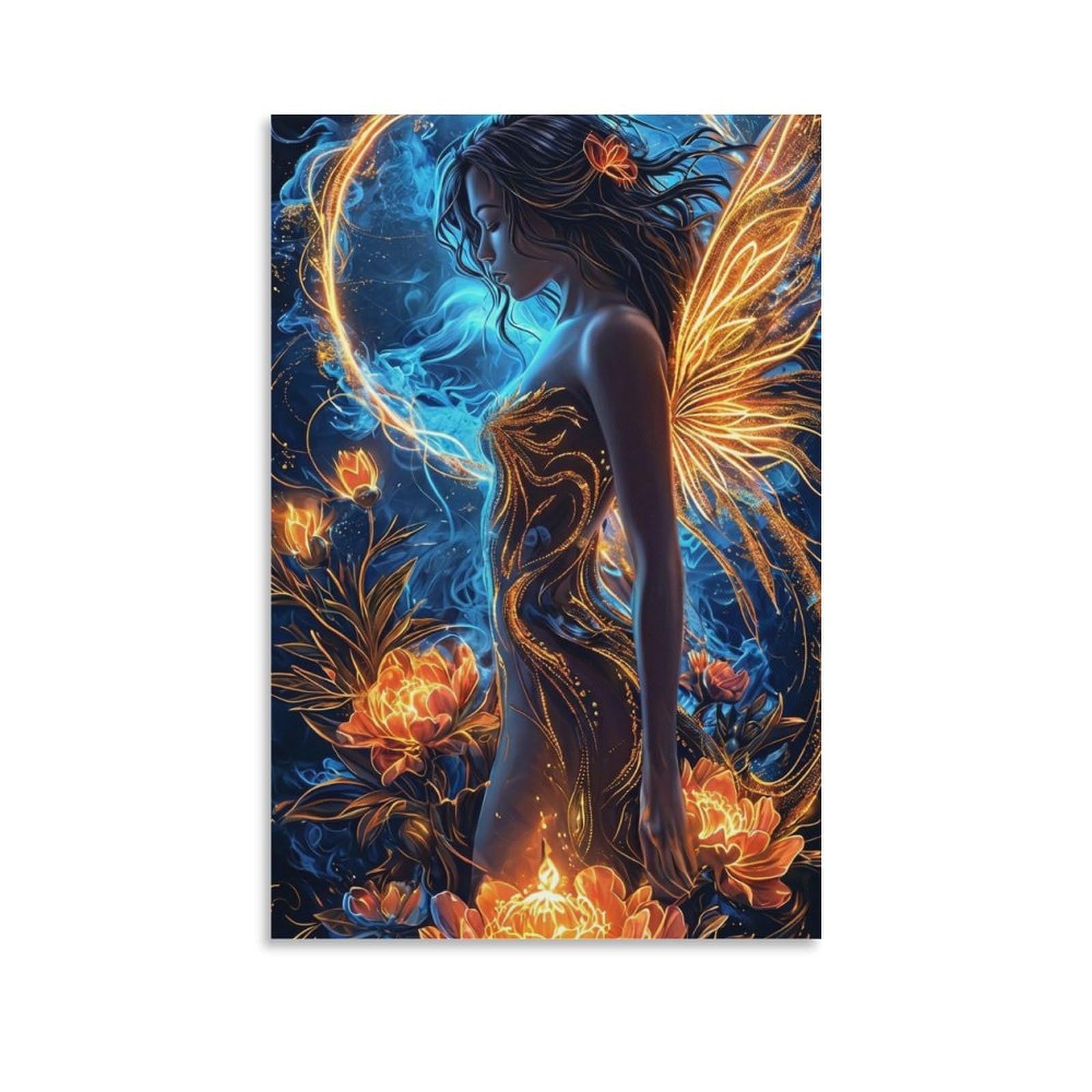 DHBANEIOK Fantasy Fairy Goddess Poster Artwork Canvas Prints Picture Modern Wall Art Picture Wall Hanging for Bathroom Wall Decor 24x36inch(60x90cm)