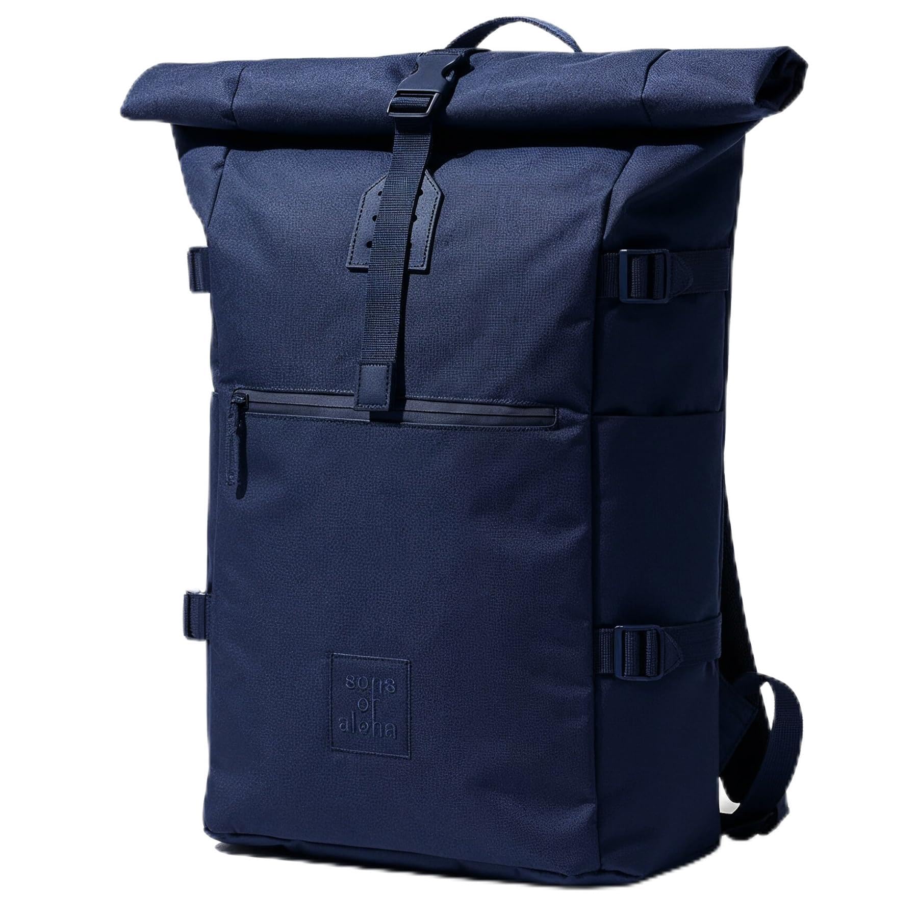 Rucksack Kane Roll-Top Kurierrucksack XL groß - PET recycelt, wasserabweisend - Wander-Rucksack Laptop-Fach 15 Zoll blau