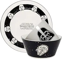 Zonacriativa – Kit Café da Manhã Star Wars | Caneca, Bowl e Prato em Cerâmica Resistente | Para Lanches/Refeições Rápidas e Divertidas - Café da Tarde Personalizado e Especial