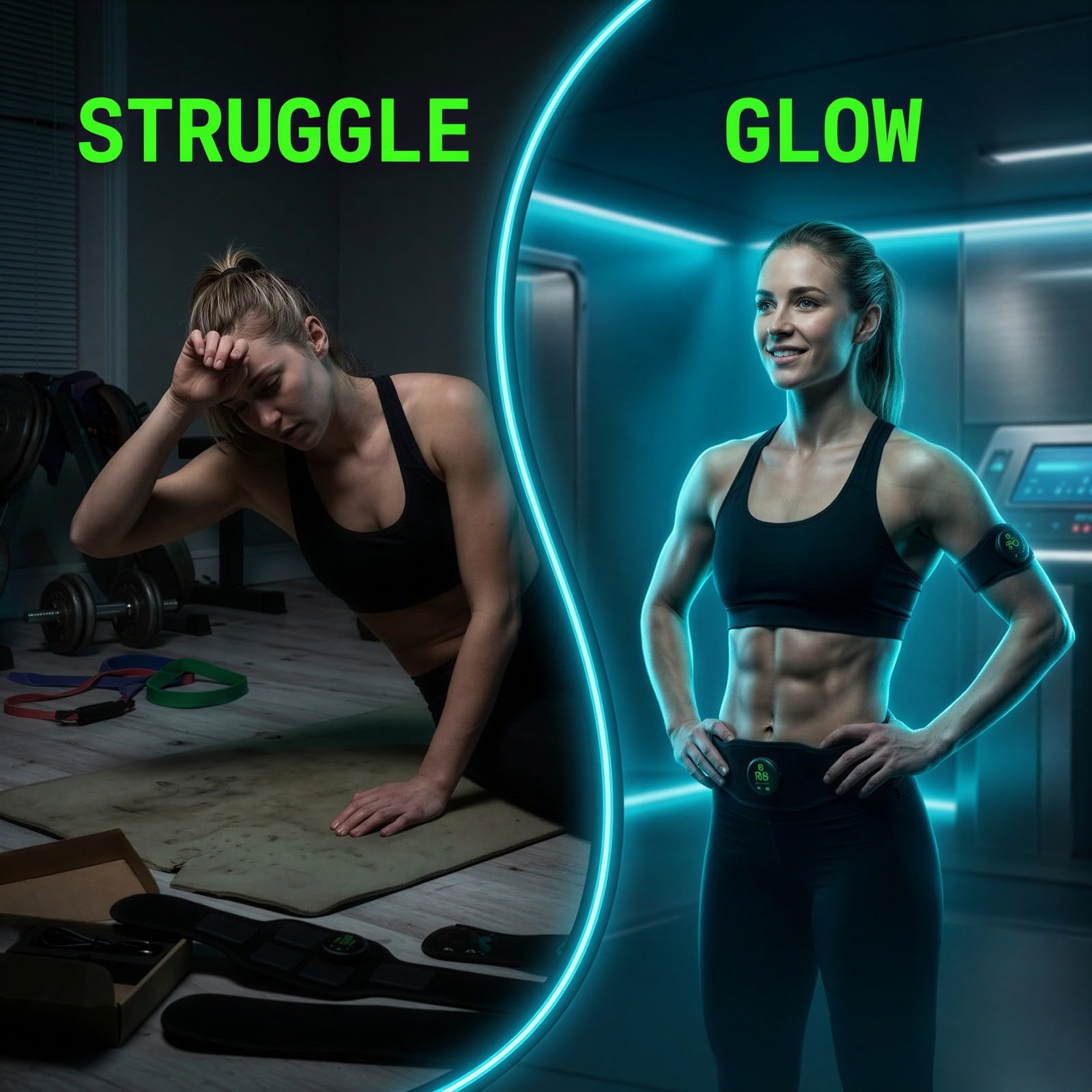 Muskelstimulator der nächsten Generation, EMS-Bauchmuskelgürtel mit 12 Modi und 19 Intensitätsstufen für Home Gym, Hauptgurt 45,7 Zoll, Armbänder 16,9 Zoll, für Männer und Frauen