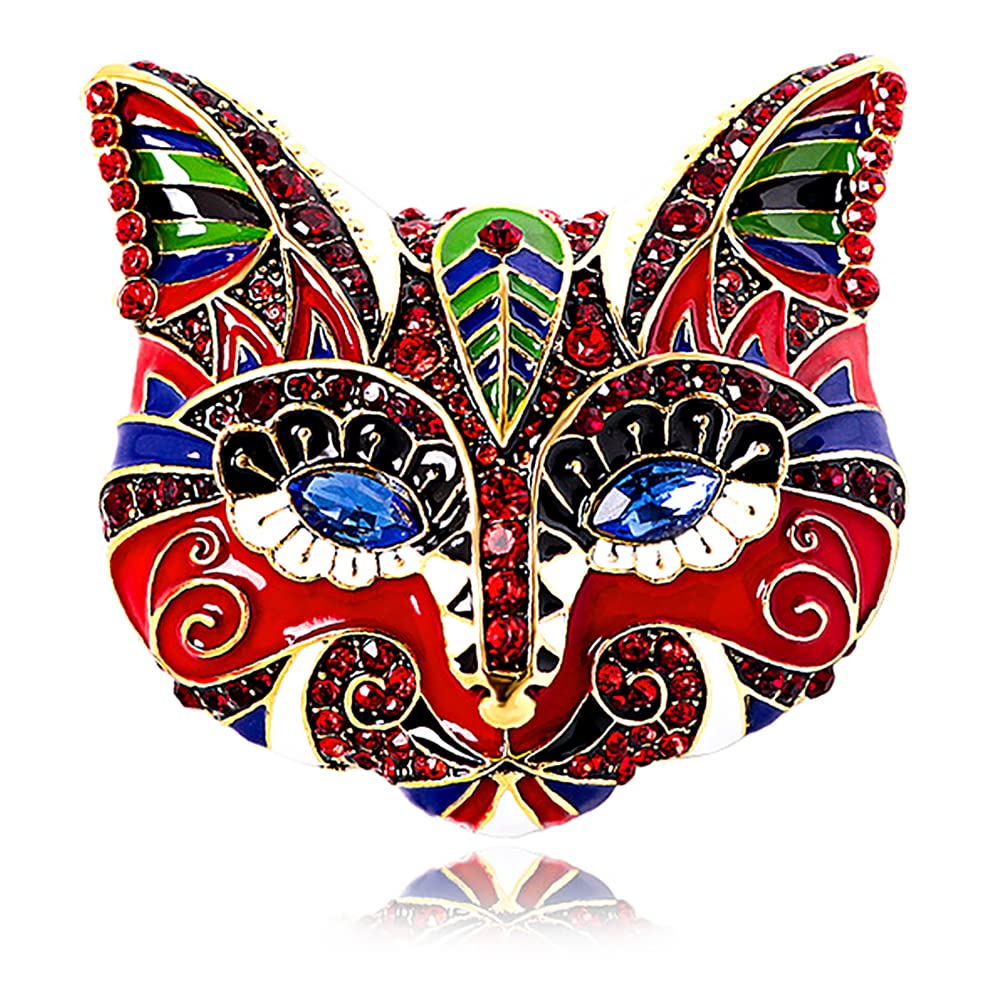 Vintage Big Cat Head Rhinestone Brooch Pin for Women Girls Fashion Cartoon Animal Lapel Pins Dress Accessories Delicacy Birthday Christmas Party