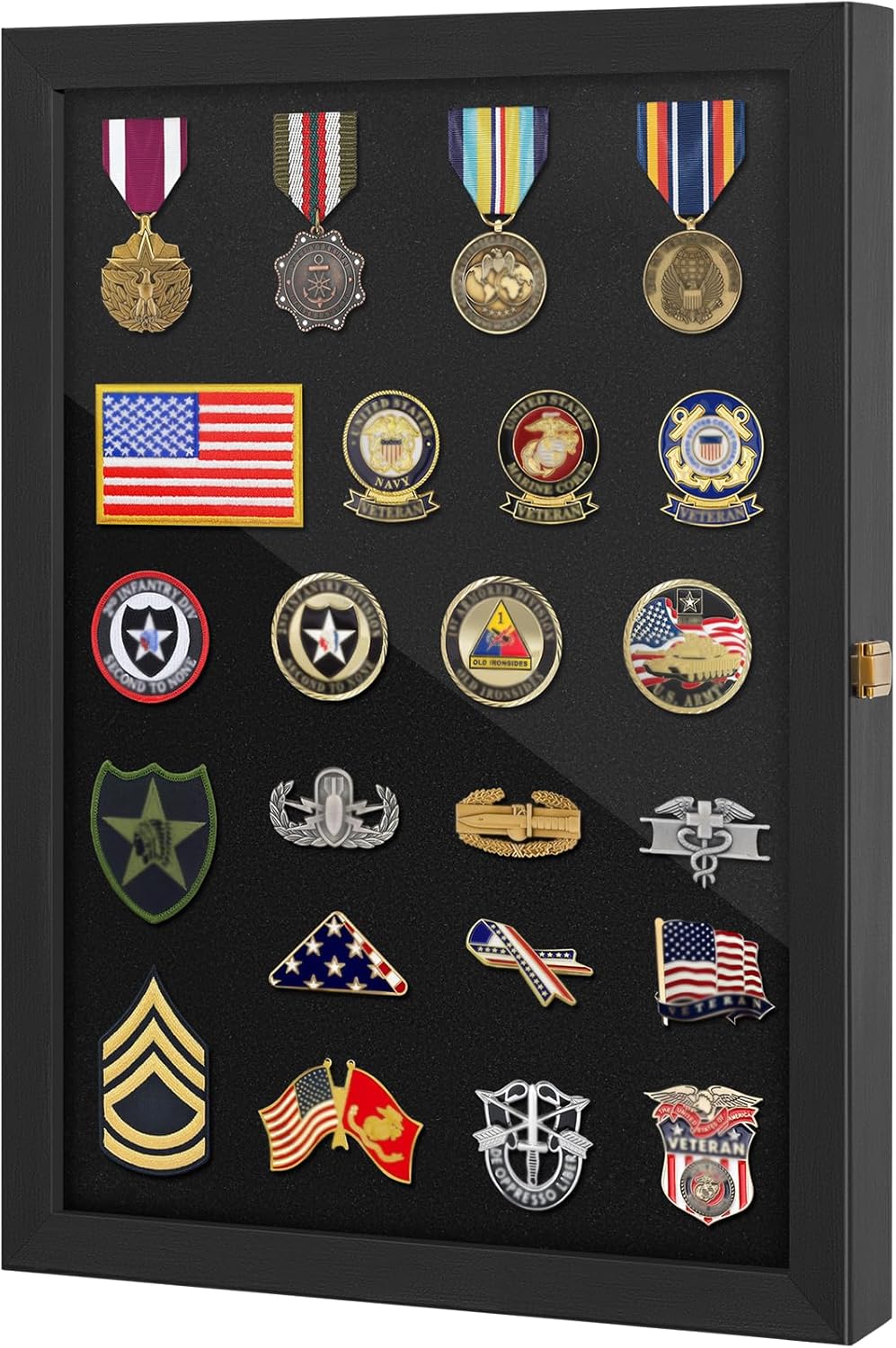 18x13 Pin Display Case Pin Collection Display Case with 98% UV Protection Acrylic Door for Military Medals, Jewelry Pins, Pin Gift, Insignia Ribbons, Beach Tags, Pin Collectibles 18x13-Black