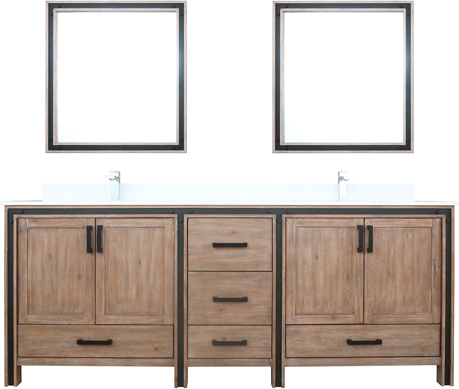 Home Ziva 84" Cultured Marble Top Double Vanity in Dark Gray