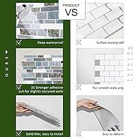 Vista 4 de STICKGOO 10 láminas de azulejos para despegar y pegar para cocina, azulejos autoadhesivos decorativos