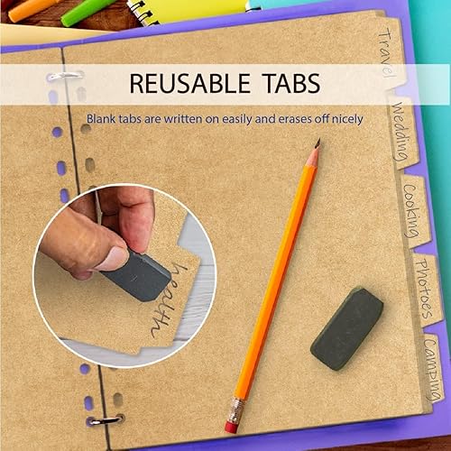 Miniatura 4 de Divisores de carpetas de 3 anillas, separadores de carpetas de cartón de alta calidad con juego de 5 pestañas, separadores de índice de tamaño carta