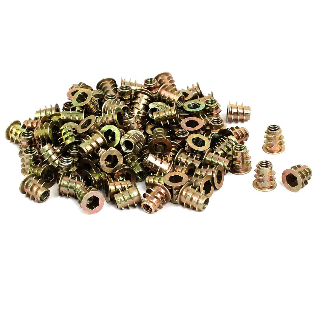 uxcell M5x10 mm Interface Hex Socket Threaded Insert Nuts for Wood Furniture (Pack of 100)