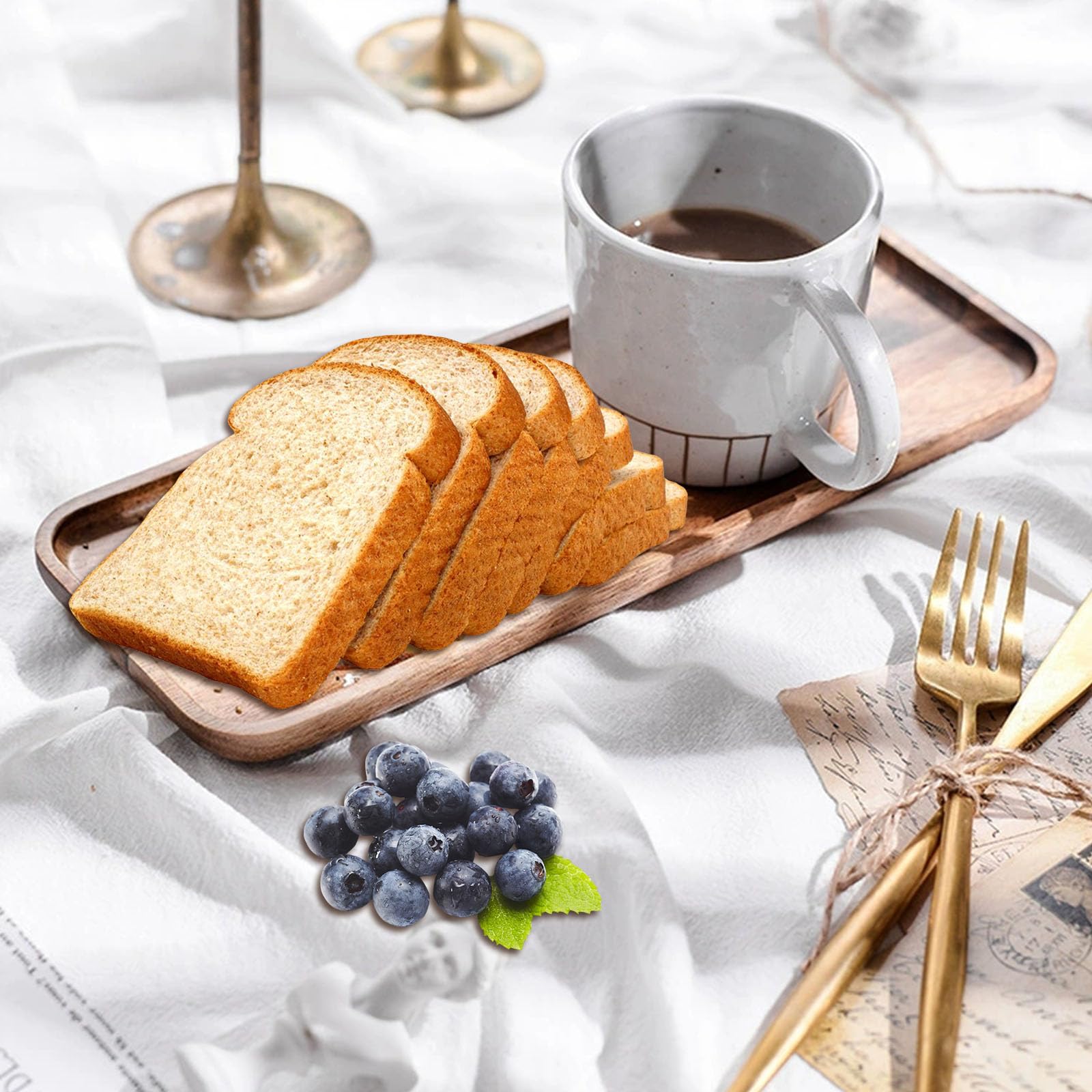 6 bandejas de madera de 28 x 10 cm, bandeja de madera de acacia, bandeja de servir de madera para cocina, tablas de madera para servir alimentos, té, café, bebidas