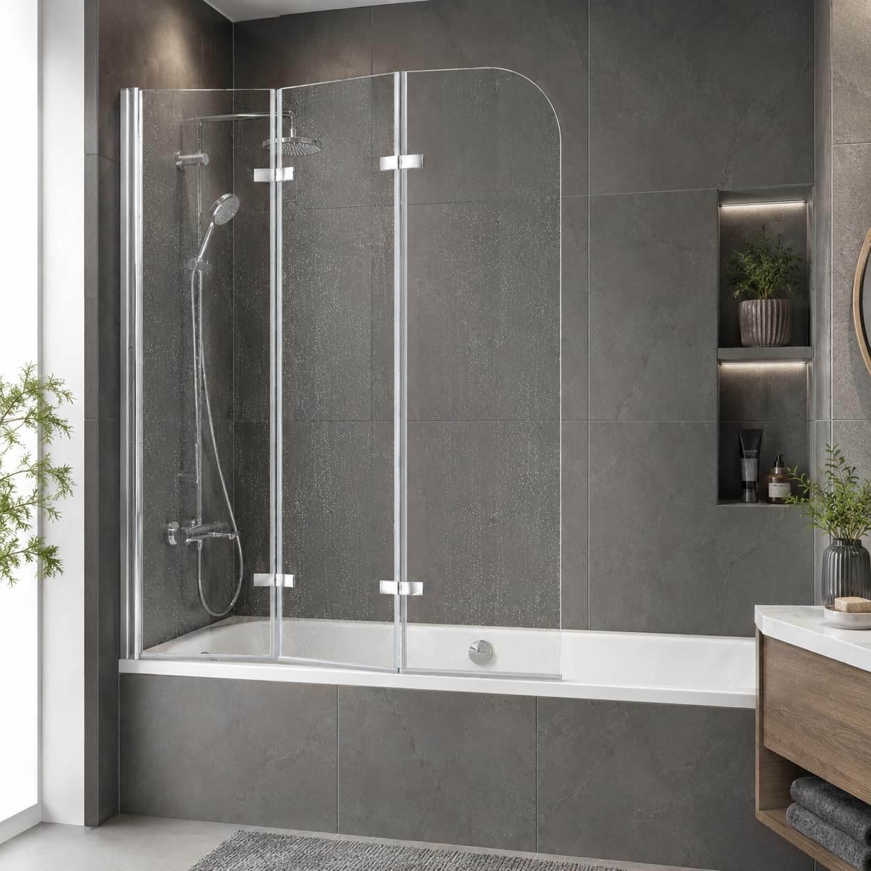 Duschwand für Badewanne 120 x 140 cm