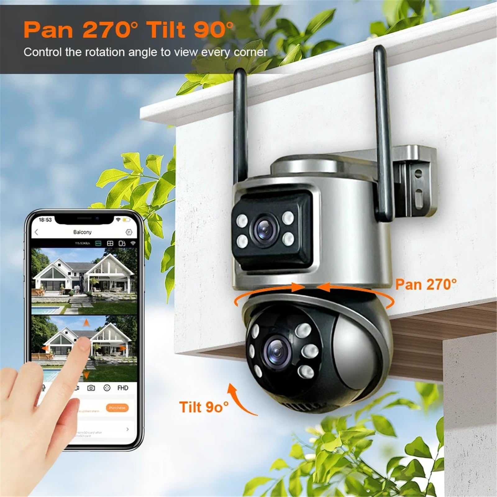Kamera PTZ 8MP 4K z Wi-Fi, podwójnym obiektywem, podwójnymi ekranami, bezprzewodową zewnętrzną kamerą CCTV IP z detekcją człowieka AI