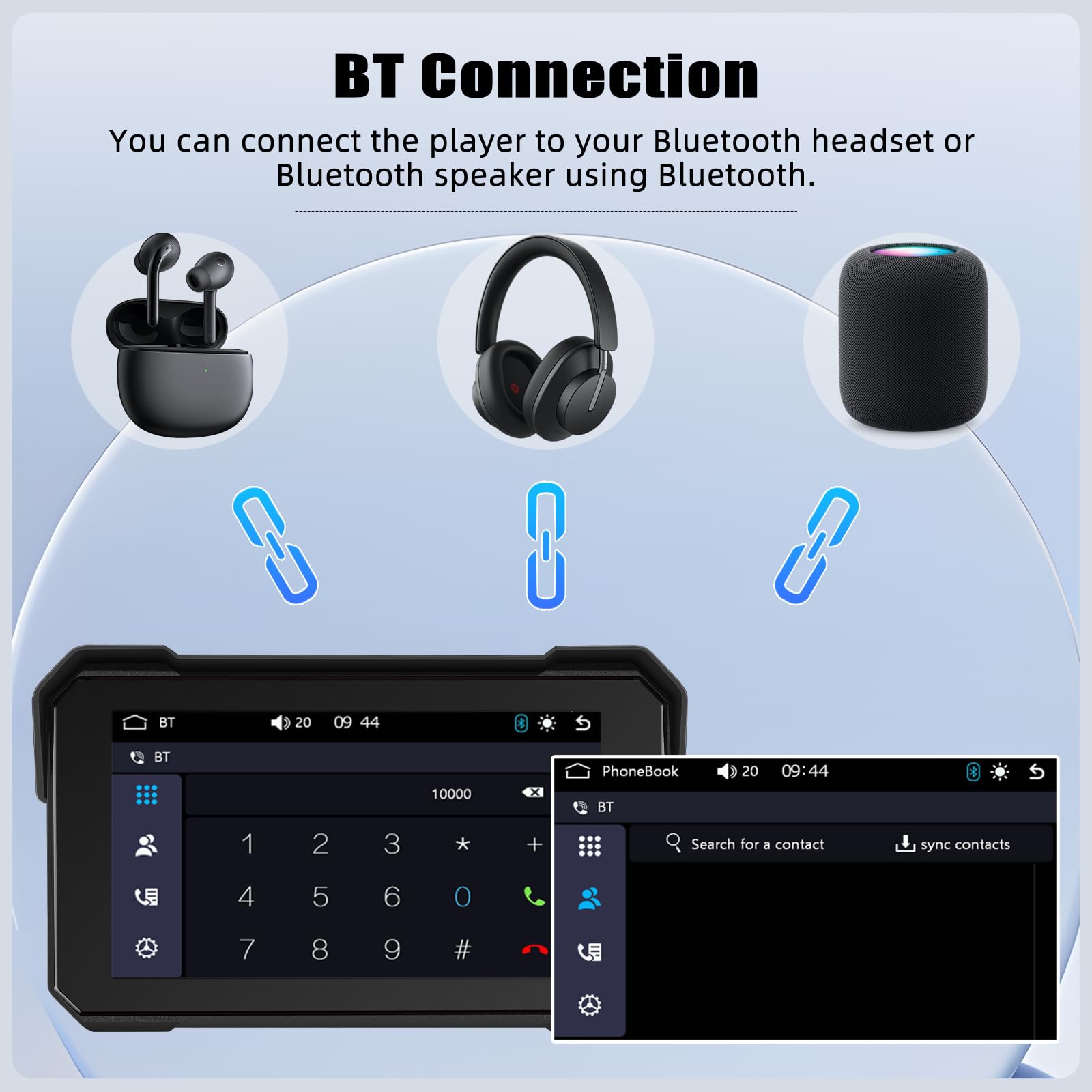 Écran GPS Carplay pour Moto, écran Carplay Android Auto sans Fil, Moto Android Auto Portable 5 Pouces Tactile étanche avec TF Bluetooth Navigation Siri