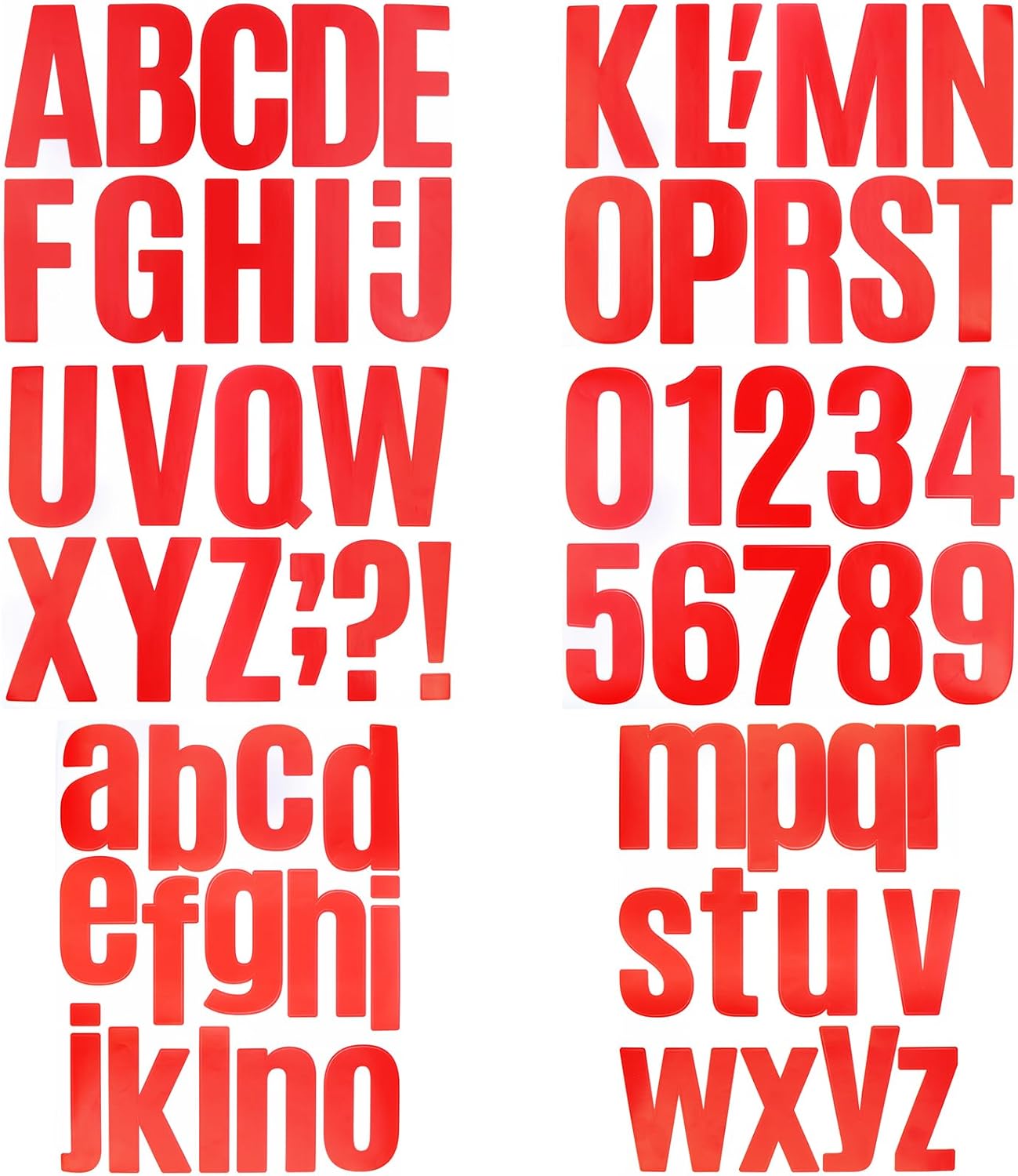6 Sheets Red Self Adhesive Alphabet Number Stickers Kit, Capital Lowercase Letters Number Sticker for Mailbox Sign Kitchen Door Business Scrapbook Arts Crafts Decoration