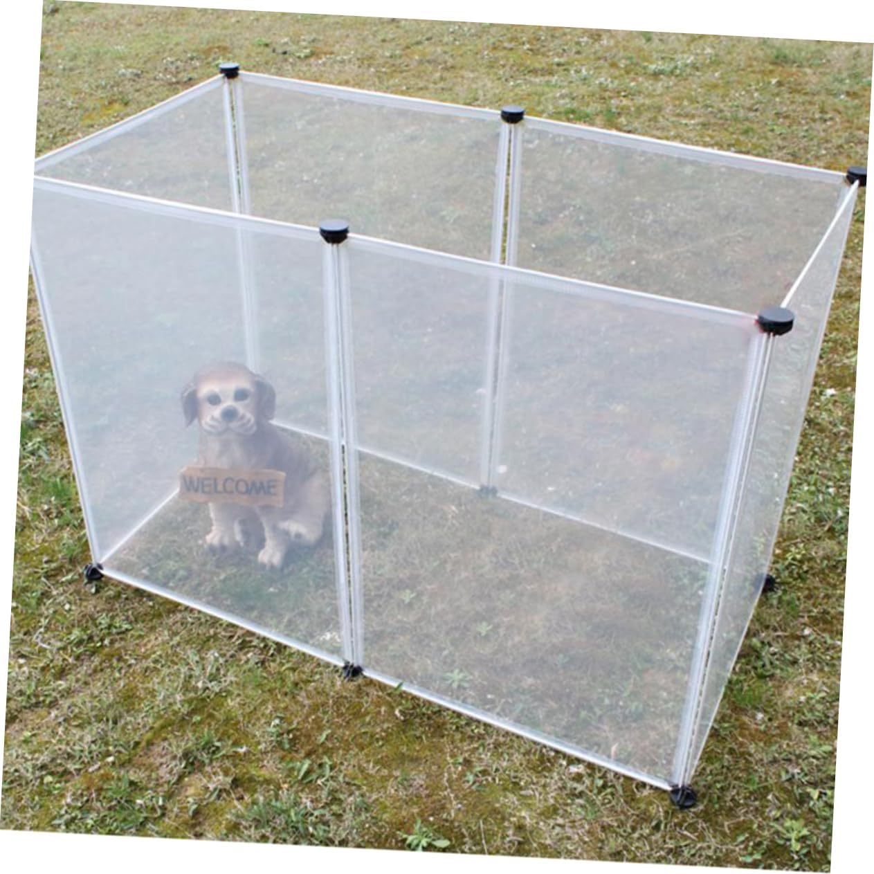 FRCOLOR Pet Cage for Dogs Plastic Dog Crate Slide-Bolt Latch Indoor/Outdoor Easy Assembly s Size 8 Pieces Set