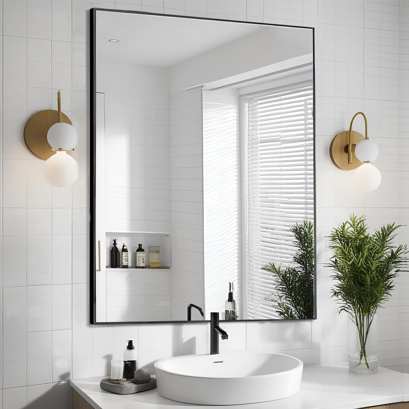 Amazon.com: MEETDH Rectangle Bathroom Mirror 24x32 inch, Large Mirror ...