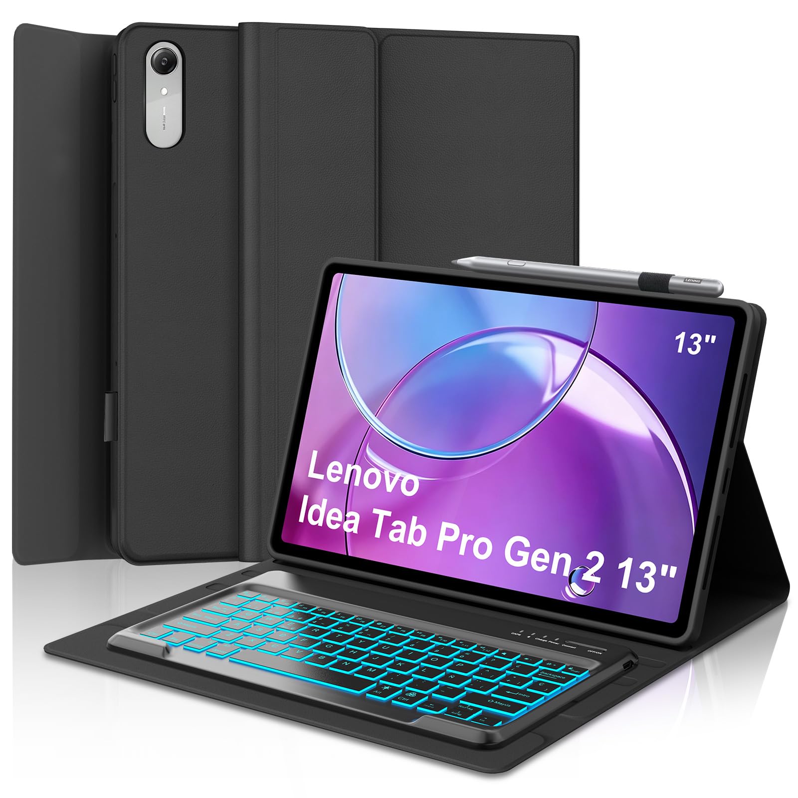Funda teclado Lenovo Idea Tab Pro Gen 2 2026 retroiluminado 7 colores IVEOPPE Ñ 8