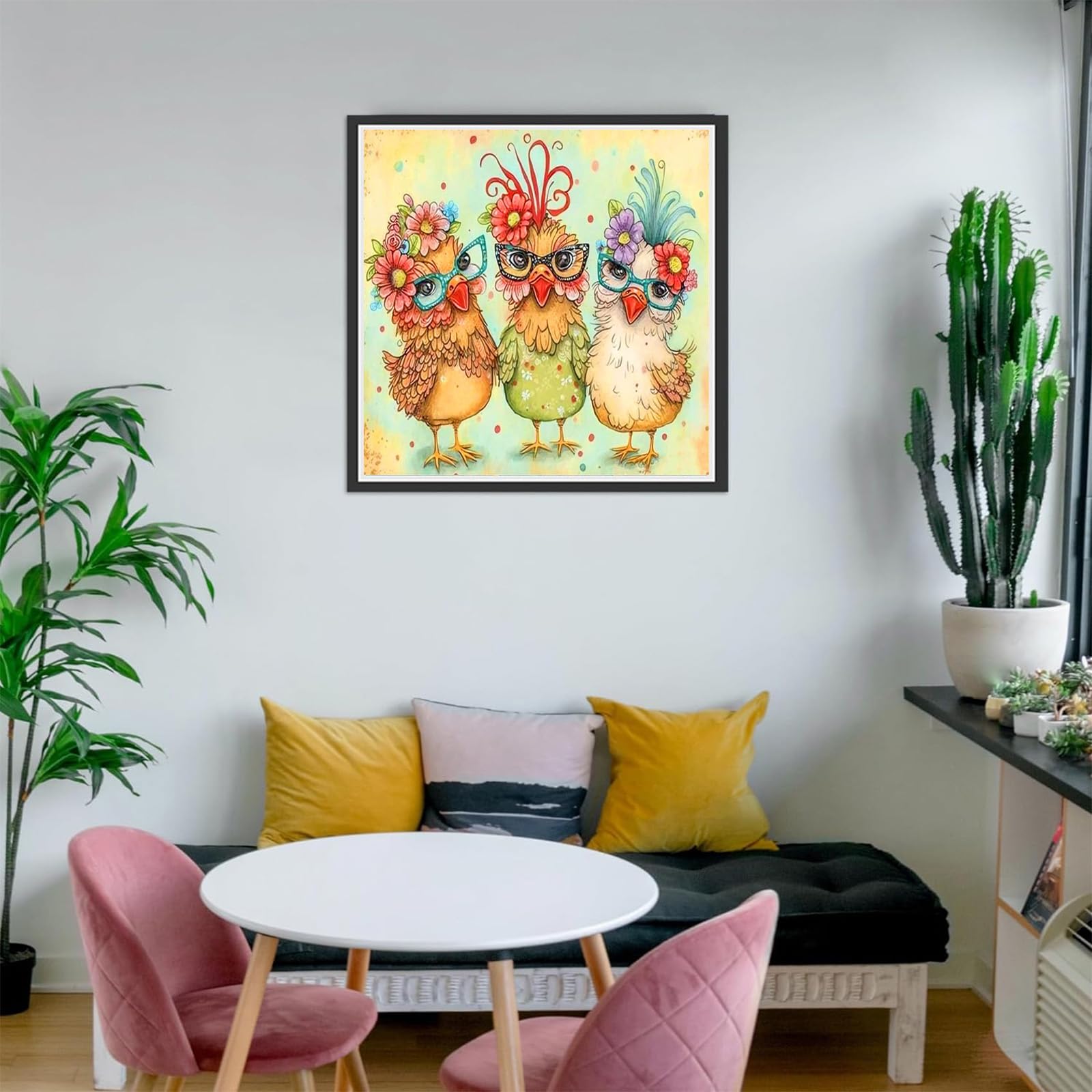 CLAKINLA Chicken Diamond Art Painting Kit - 5D Hen Floral DIY Craft 12x12 Inch