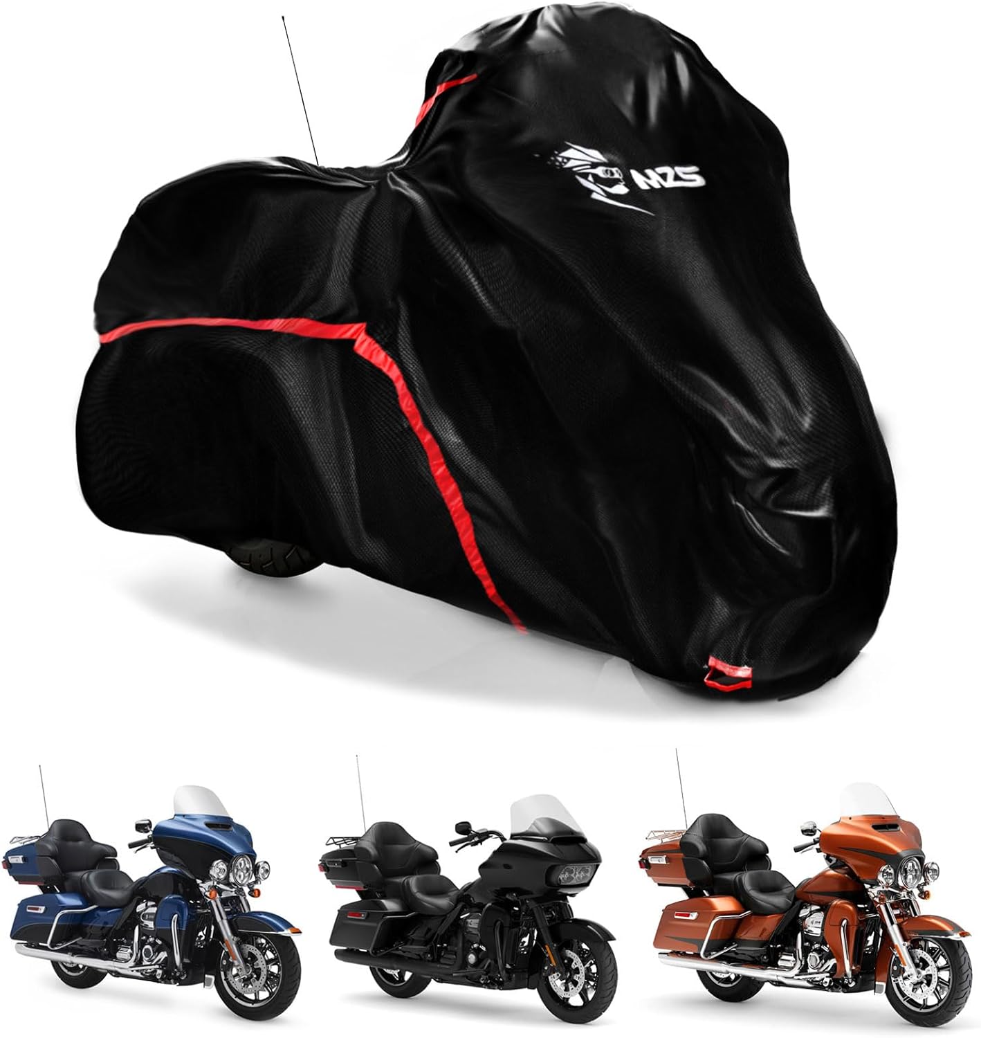 MZS Motorcycle Cover Waterproof Outdoor Storage, 420D All Season Weather Touring Protection Side+Top Box Cover fit up to 110″ Compatible with Road Glide Ultra CVO Pursuit Limited Master Wing Voyager MZS Motorcycle Cover Waterproof Outdoor Storage, 420D All Season Weather Touring Protection Side+Top Box Cover fit up to 110″ Compatible with Road Glide Ultra CVO Pursuit Limited Master Wing Voyager