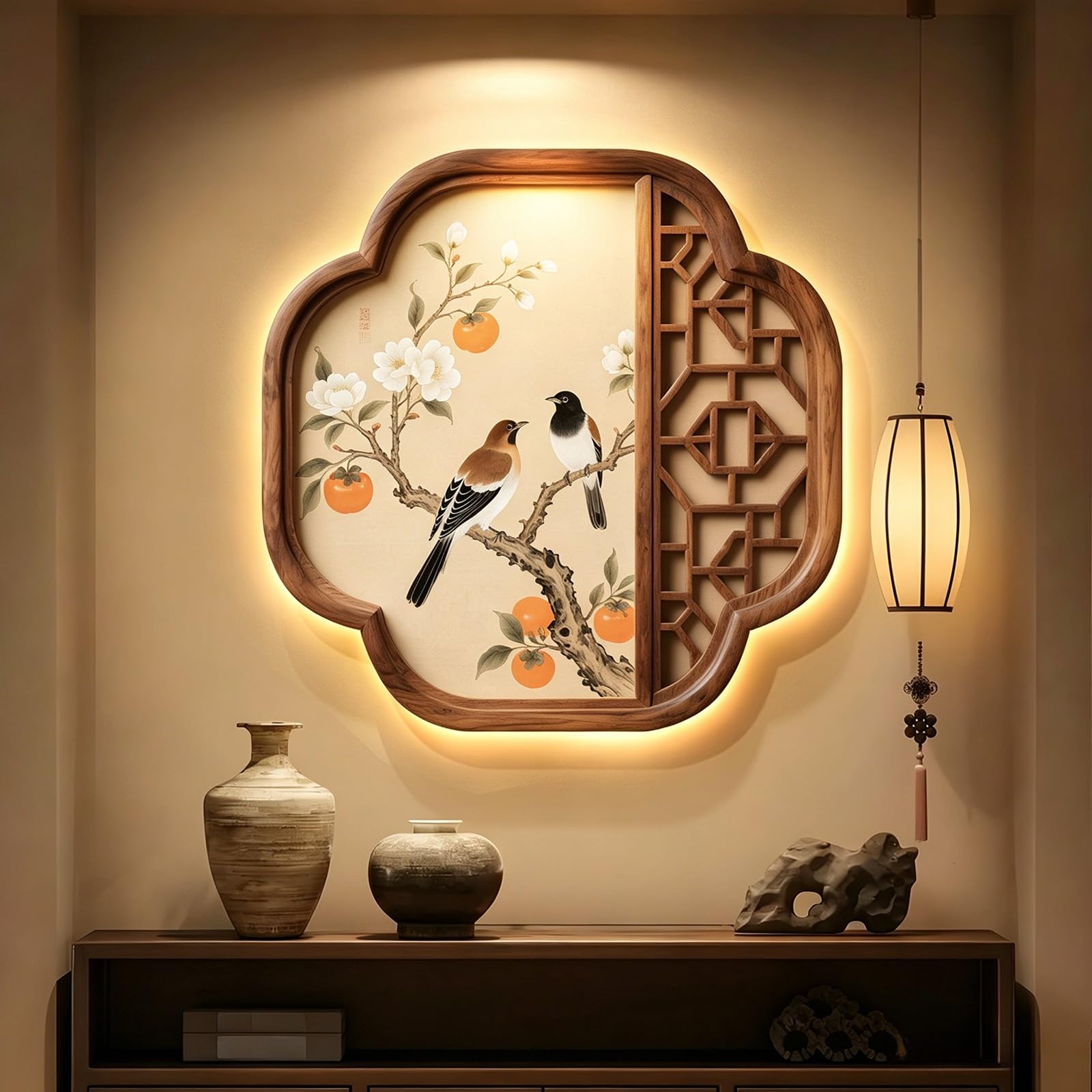 Tableau paysage zen contemporain LED pour salon chic et bureau