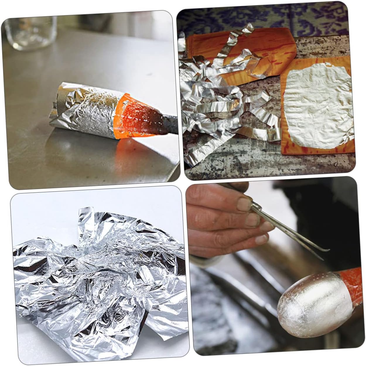 Angoily 200pcs Silver Edible Foil Leaves Gilding Craft Foil for Artwork Decorations