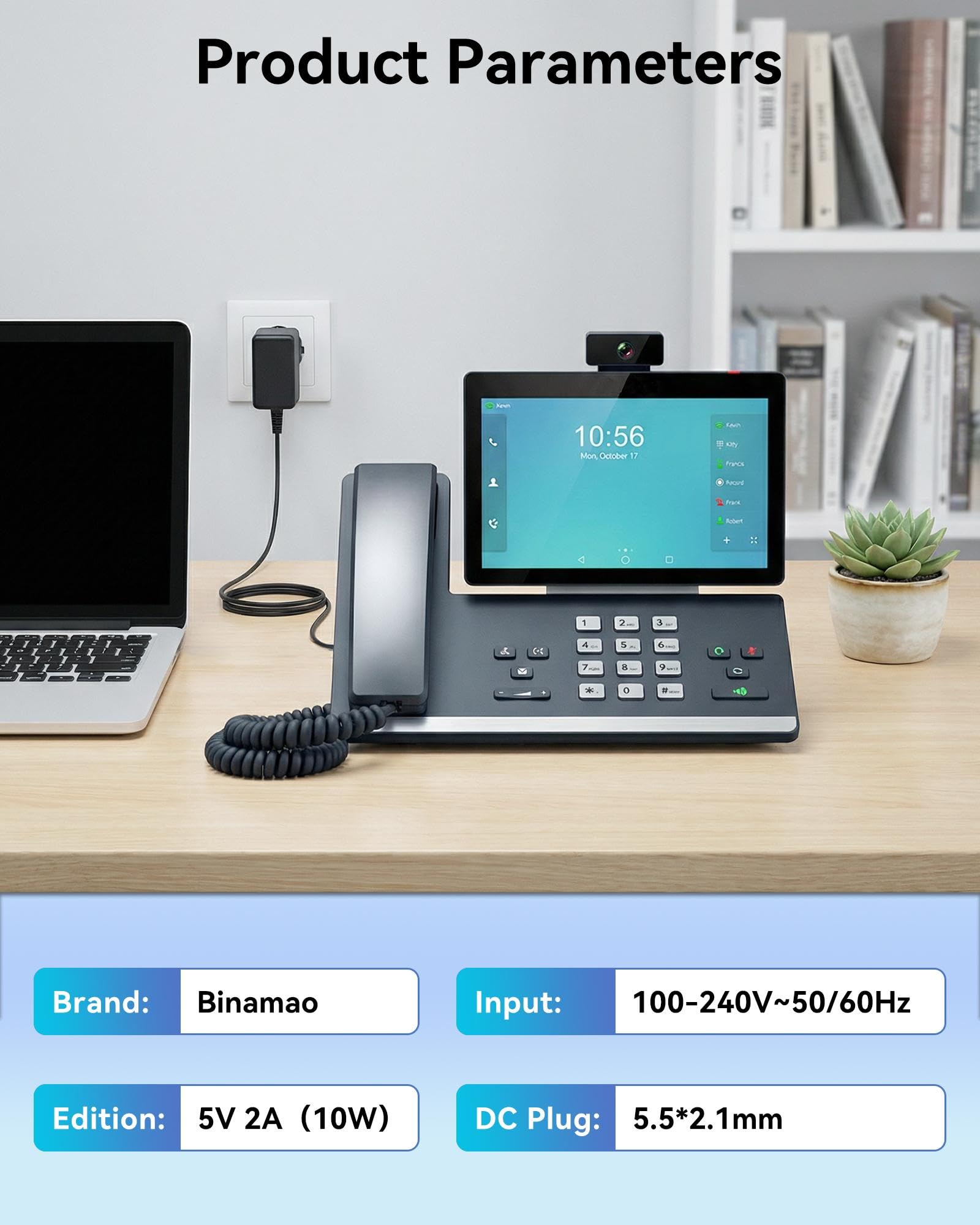 Alimentatore 5V 2A compatibile con T85W T87W T73U T73W T74U T77U T74W T54W per telefono IP serie T