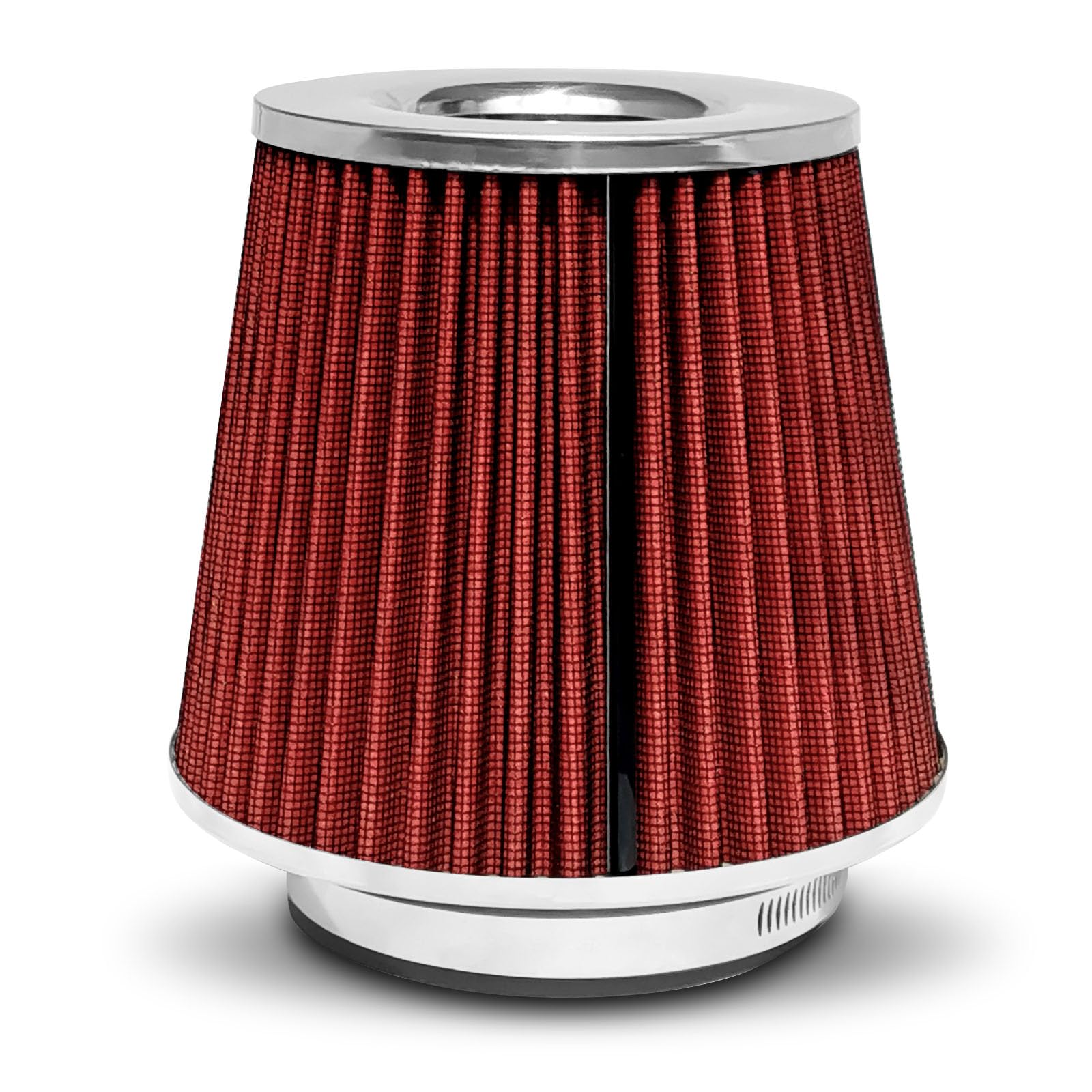 BEBODOFI High Performance Clamp-On Air Filter: 3 in/3.5 in/4 in (76 mm/89 mm/100 mm) Flange ID; 6.2 in (160 mm) Height; 6.1 in (155 mm) Base; 4.7 in (