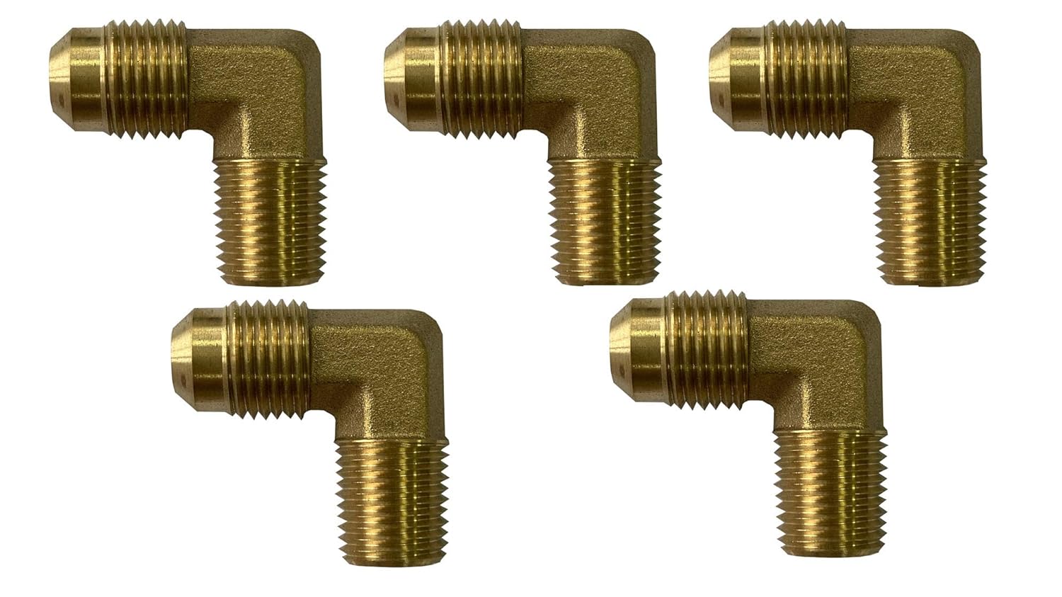 sky-w SAE 45 Degree Flared Fittings, 90 Degree Male Elbow (Pack of 25, 1/2" Flare Tube x 3/8" Male Thread)