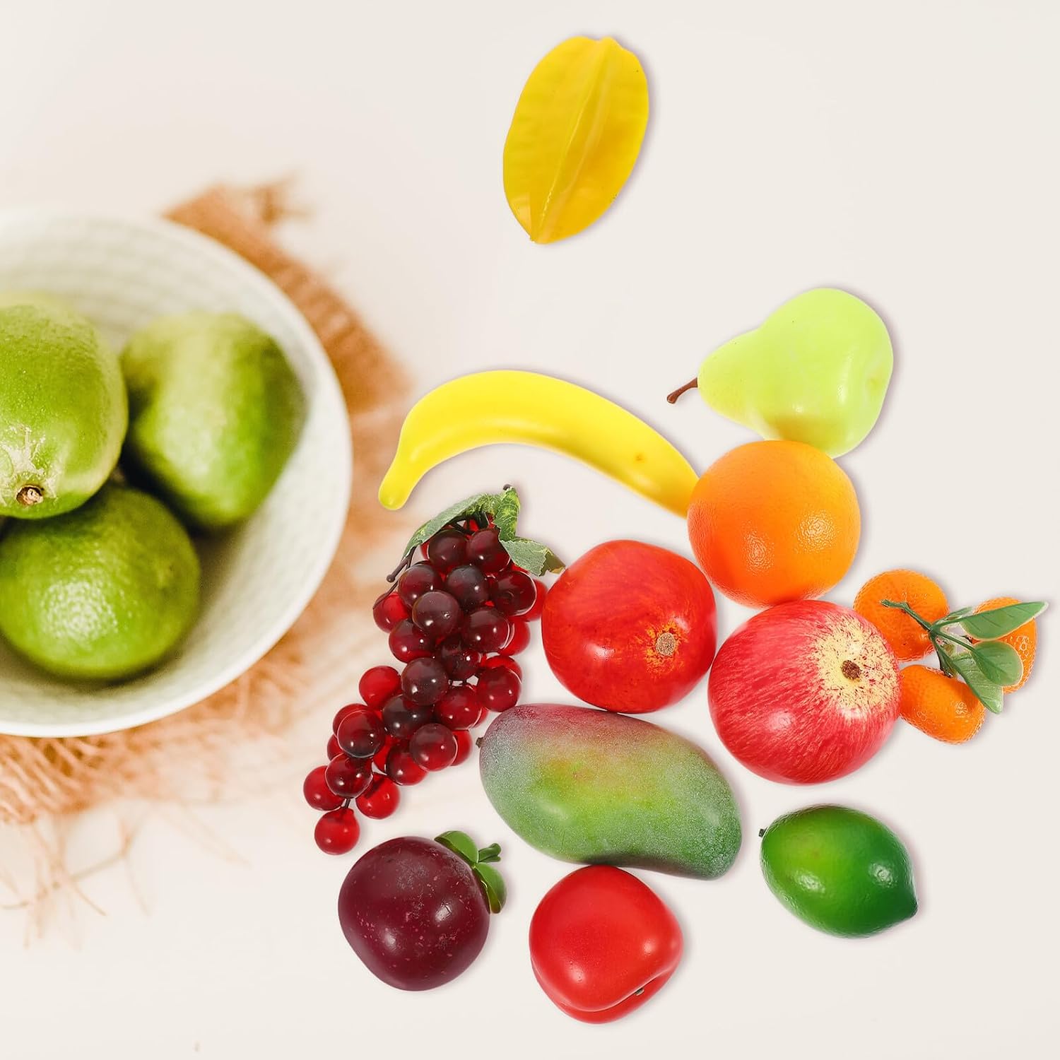 12pcs Artificial Fruit Decor Set Foam Simulation Fruit Models Realistic Fake for Home Kitchen Window Display and Photo Props