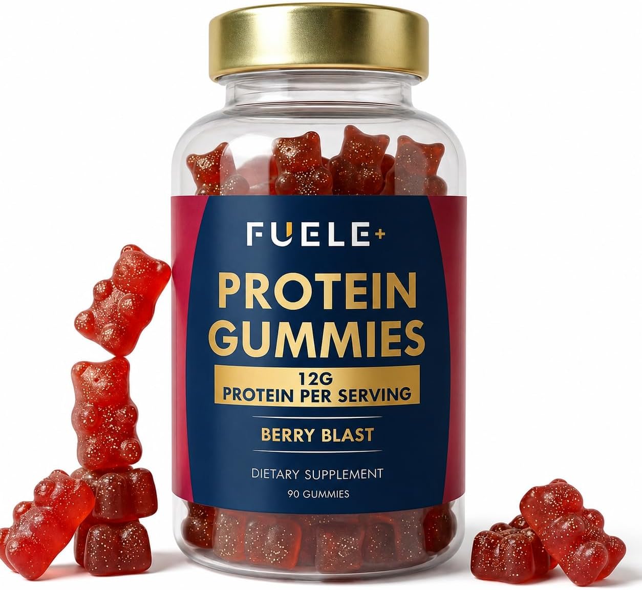 Protein Gummies – 12g High Protein Snack, Mixed Berry Flavor, No Added Sugar, Whey Protein Gummies, Supports Muscle Recovery, Post Workout Supplement