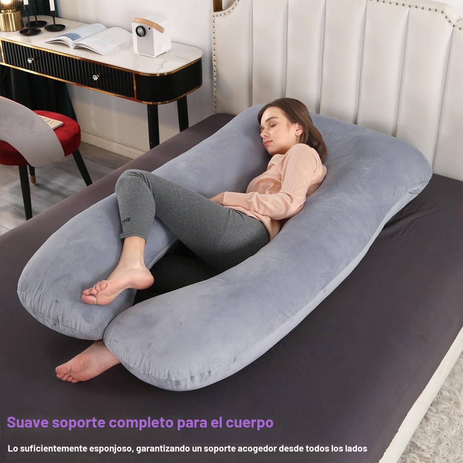 Almohada de embarazo, almohada de maternidad en forma de U para dormir, lavable a máquina, almohadas de maternidad y cuerpo, soporte de cuerpo completo para espalda, piernas, vientre, caderas