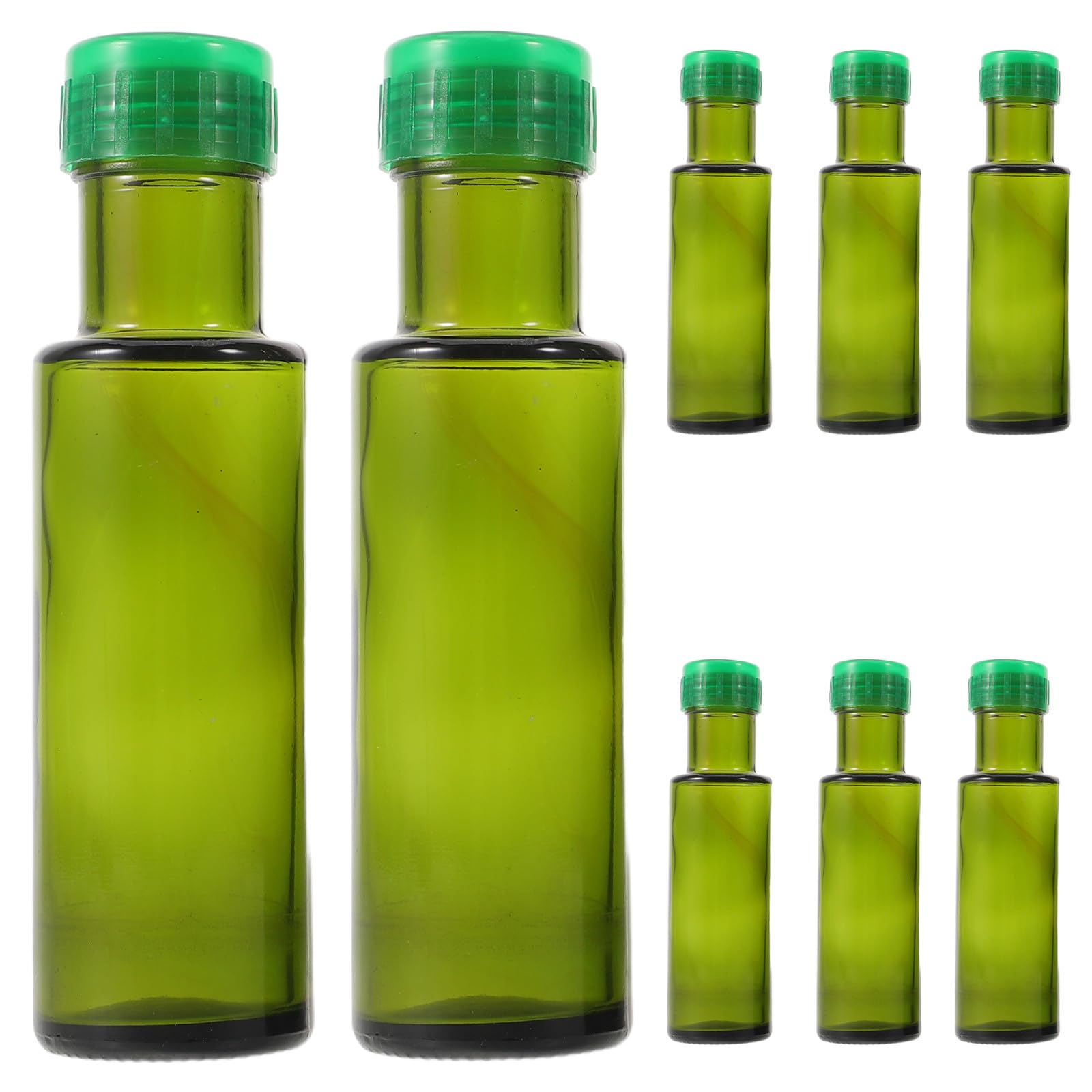 Cabilock 10 botellas de vidrio con tapa para aceite de oliva - Mini dispensador hermético de 100 ml para aceites de cocina, vinagres, aderezos y salsas - Botellas de vidrio rellenables para