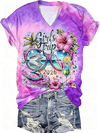 Girls Trip Cheaper Than Therapy Tshirt Women Funny Letter Print Short Sleeve V Neck T Shirt Summer Vacation Tees