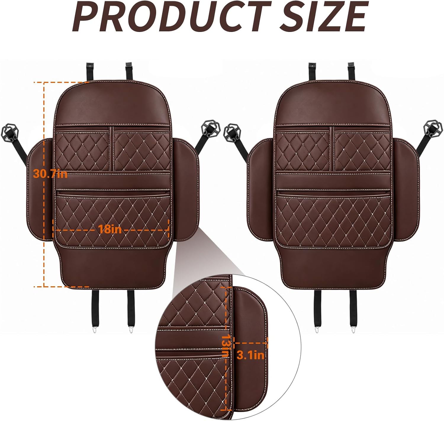 Anti-Kick Mats Seat Back Protector,Back Car Seat Protector Cover for Kids Feet with Storage Organizer,Protect Against Dirt and Scuffs,2 Pack (Brown)