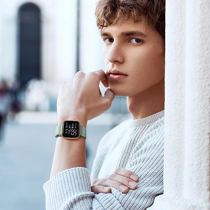 Correa Elástica Maledan para Fitbit Versa 2/SE/Lite, Mujer Hombre, Verde miniatura 6