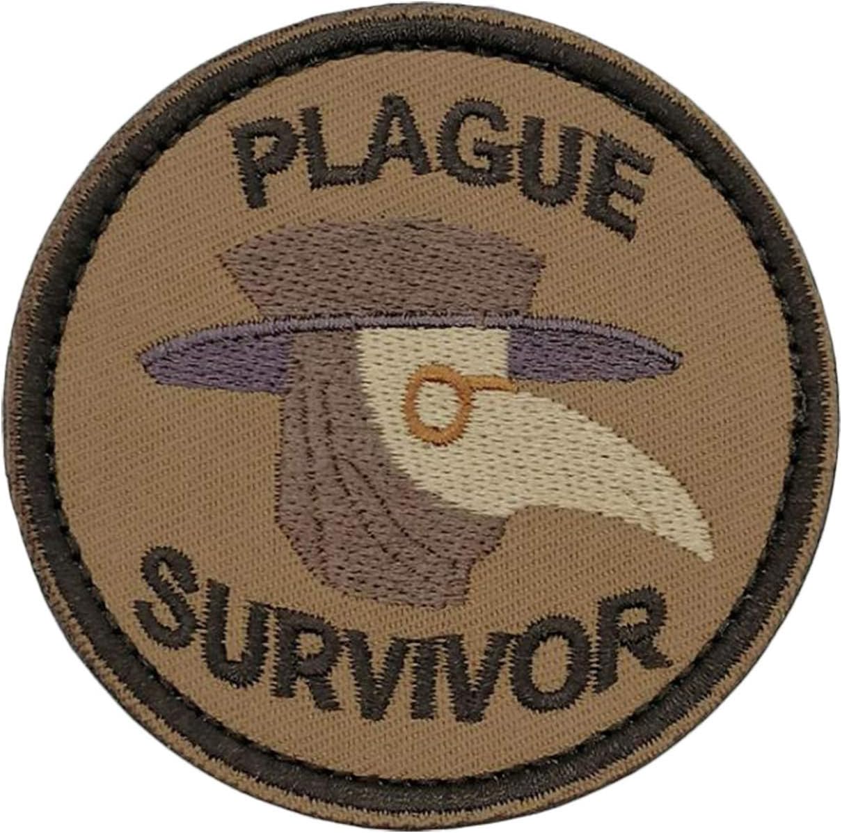 Plague Survivor Patch Geek Merit Badge Patch Tactical Morale Patch with Hook and Loop(Brown)