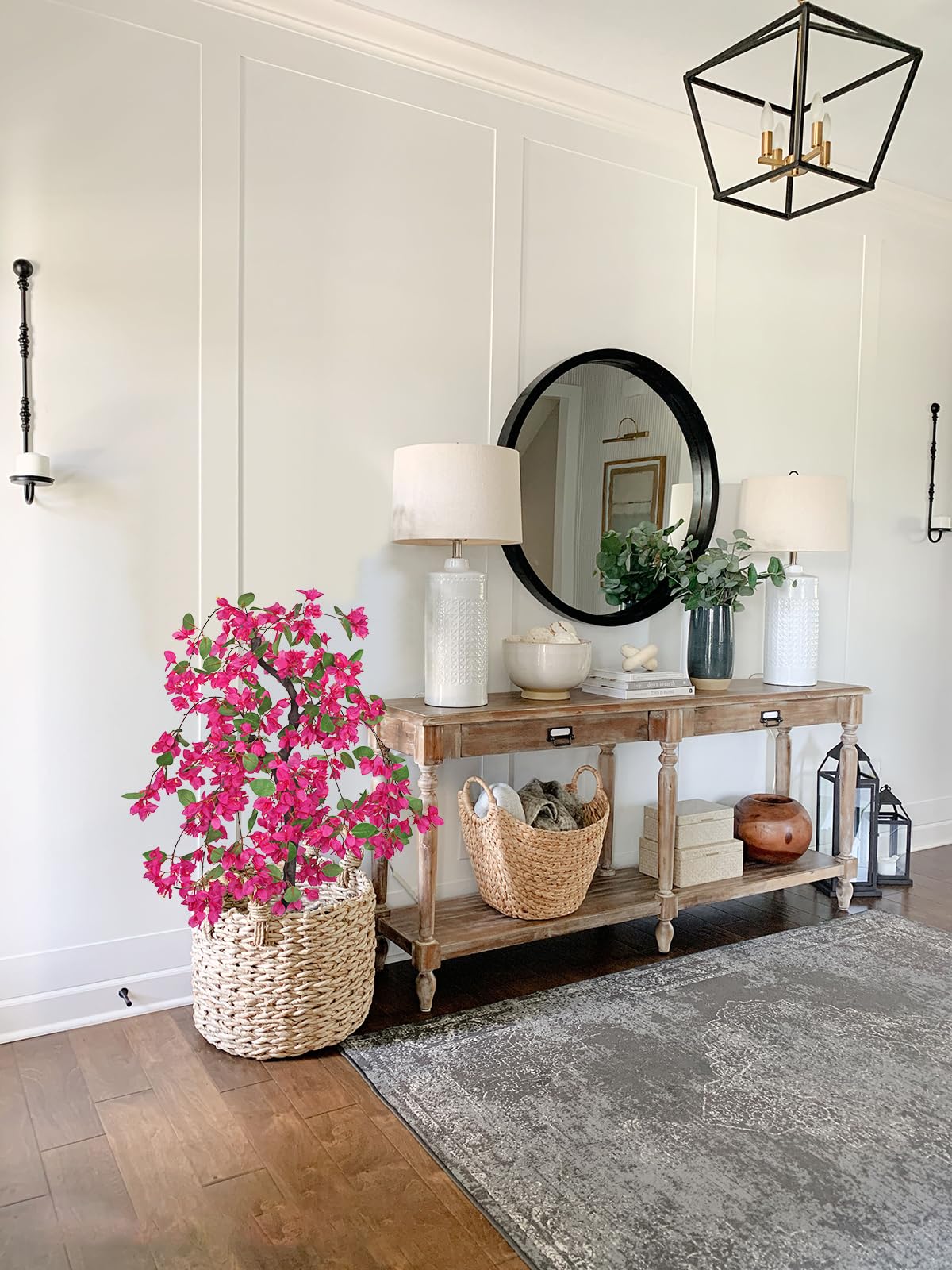 75 cm Bougainville Kunstblumen Künstlicher Baum mit Blüten Kunstbaum Deko Frühling Kunstpflanzen Groß Dekoblumen für Eingang Balkon Fensterbank Ecke Deko im Wohnzimmer Schlafzimmer Büro