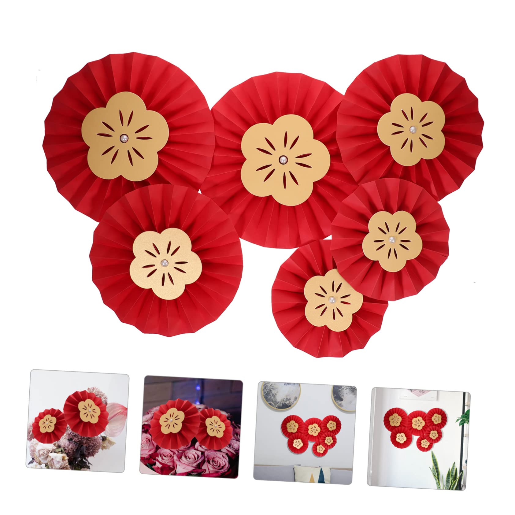 36 Piezas Flor De Abanico De Papel Decoración Colgante De Fiesta Decoraciones Colgantes De Año Nuevo Decoración De Abanico Chino Decoración De Año Nuevo Chino 2023 El Plastico Cabilock