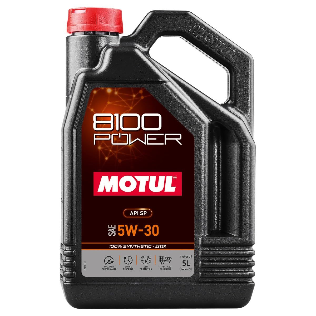 Motul 8100 Power 5W-40 Full Synthetic | Ester-Based Formula for Turbocharged & High-Performance Engines | LSPI Protection, Extreme Heat Resistance, Cold Start Lubrication, Daily & Track Use | 5L