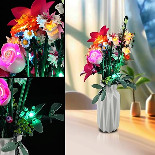 Miniatura 17 de Vaodest Luz LED para modelo de ramo de flores Lego 10280, diseño y configuración compatible con el modelo 10280