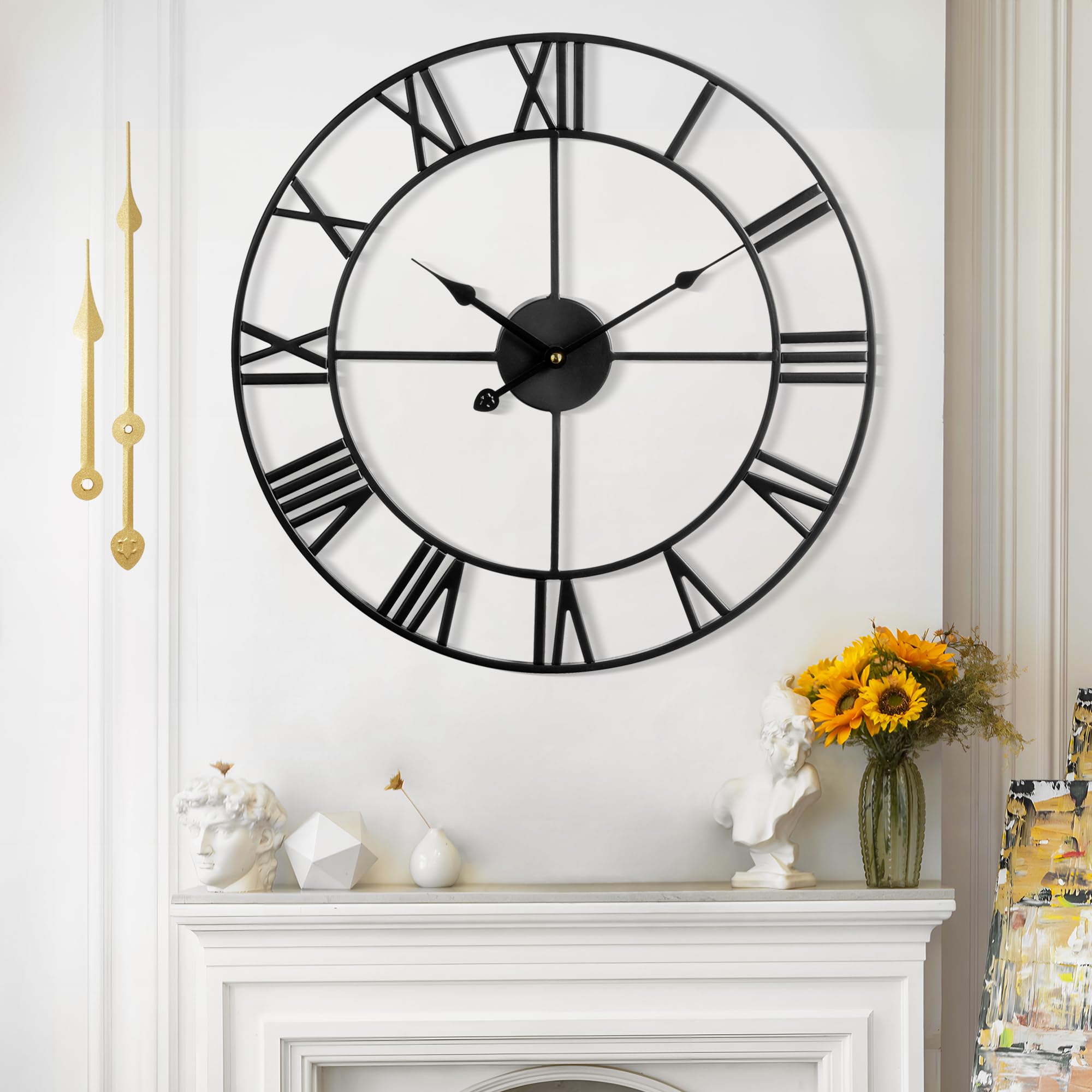 Mee 2ou Orologio Da Parete Moderno E Vintage, Orologio Da Parete Grande Silenzioso Senza Ticchettio, Disponibile In 40 cm, 47 cm, 60 cm, 80 cm, 100 cm, Ideale Per Soggiorno, Cucina, Ufficio
