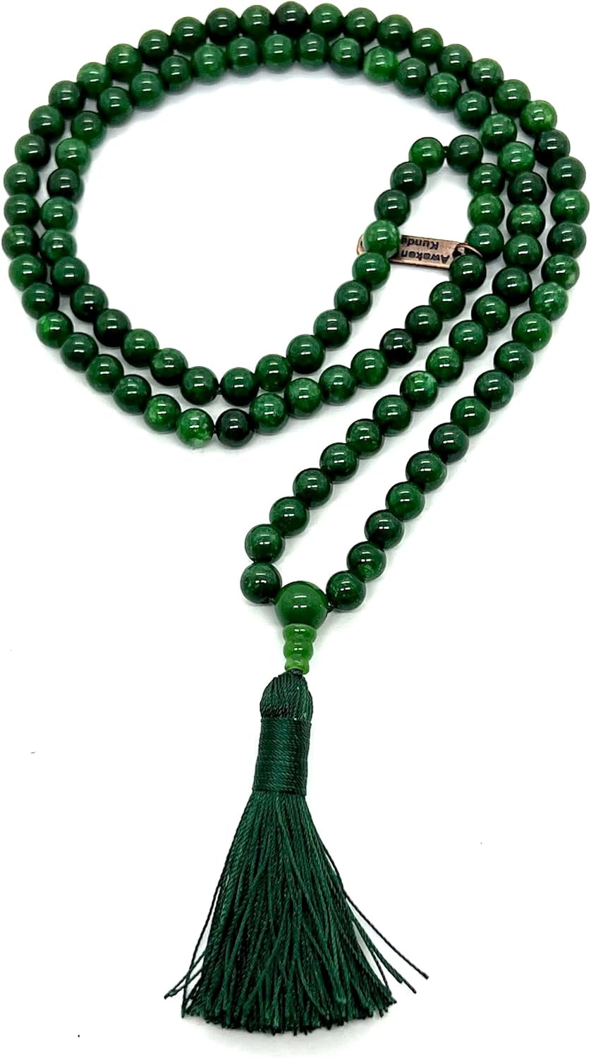 Green Jade Necklace, Virgo Birthstone, 8mm 108 Mala Beads for Peace & Harmony, Heart Chakra Association - Image 5