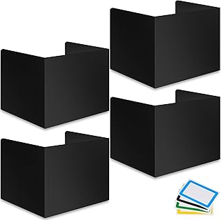 4-Pack Desk Dividers for Students - Durable & Waterproof Plastic Study Carrel Divider, Classroom Folders Teacher Supplies, Easy-to-Clean Plastic Privacy Shield Folder Boards for Student Desks, Black