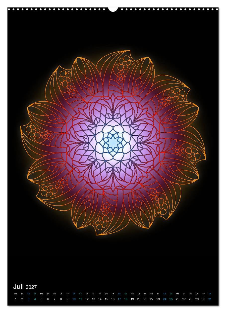 CALVENDO - Mandala-Kalender 2027 (hochwertiger Premium Wandkalender 2027 DIN A2 hoch), Kunstdruck in Hochglanz: Genießen Sie jeden Monat ein außergewöhnliches Kraftbild in Form eines Mandalas.