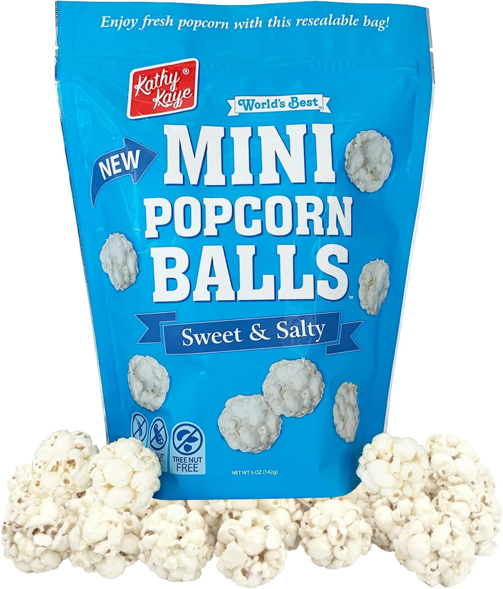 Kathy KayeNEW Mini Sweet and Salty Popcorn Balls, Resealable Bag, 5 Ounces