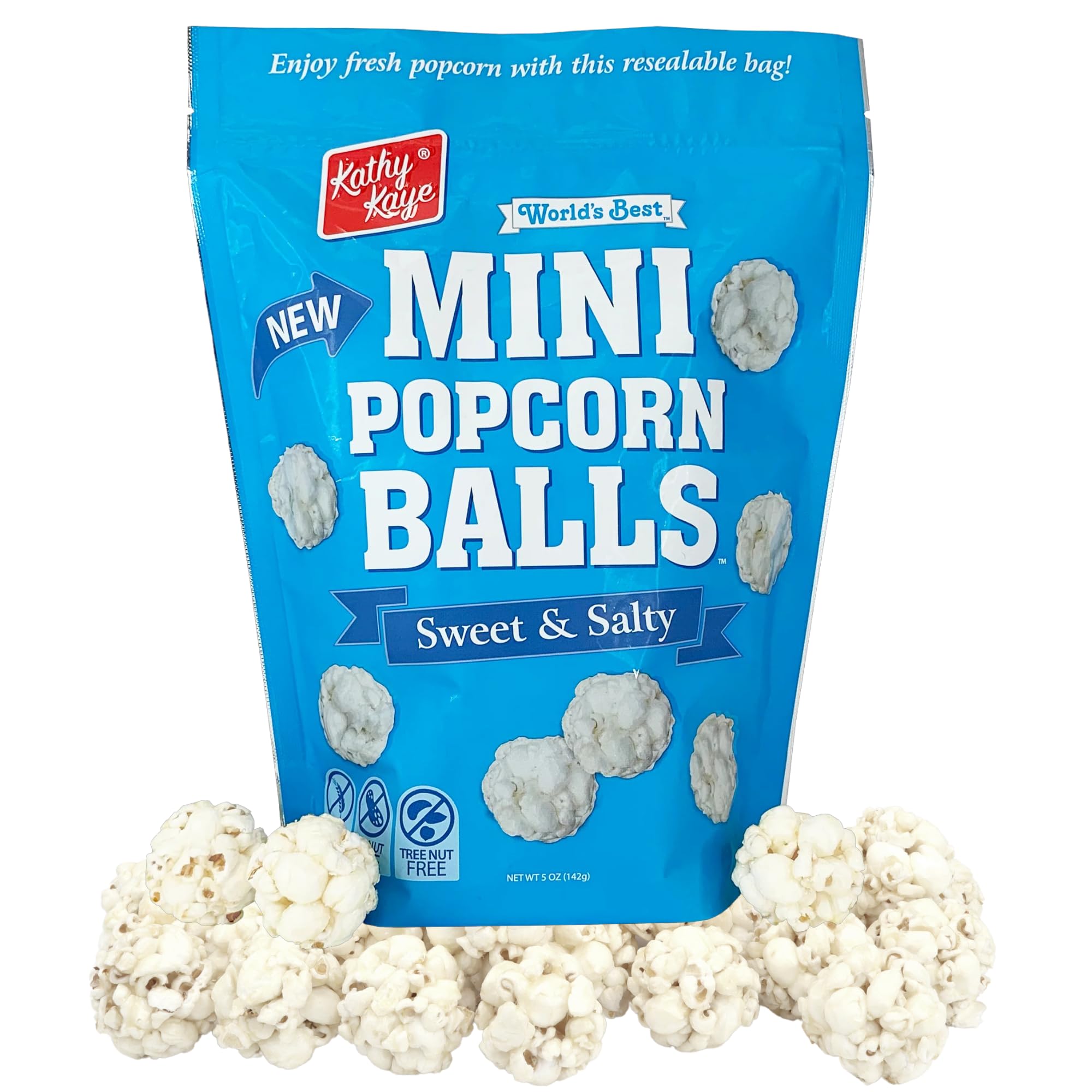 Kathy KayeNEW Mini Sweet and Salty Popcorn Balls, Resealable Bag, 5 Ounces