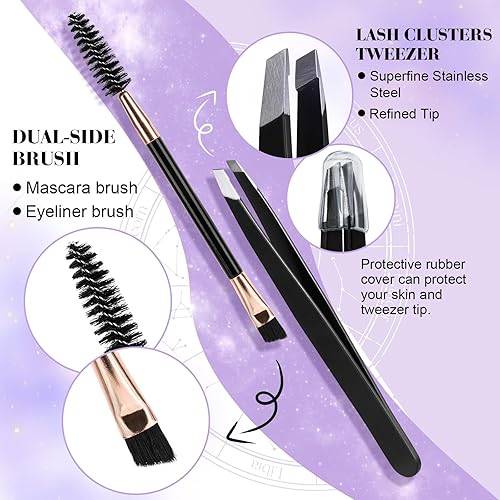 Miniatura 6 de Kit de extensiones de pestañas B05+B28+B24, kit de extensión de pestañas B&Q para bricolaje, 156 unidades de extensiones de pestañas en racimo de