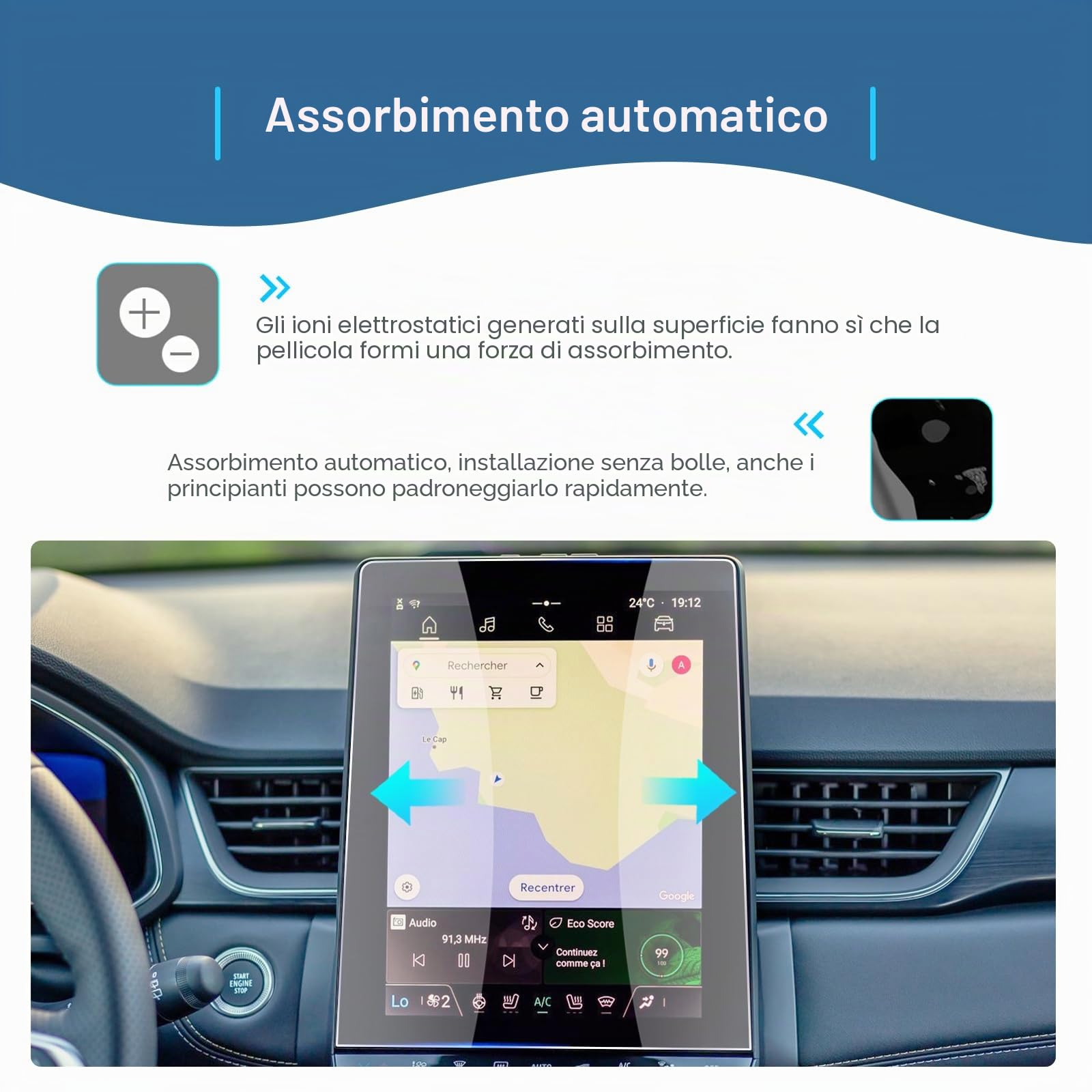Pellicola Protettiva 10,4" Vetro Temperato 9H Antigraffio per Renault Captur 2 2025 2026 Symbioz 2025 2026 Openr Link