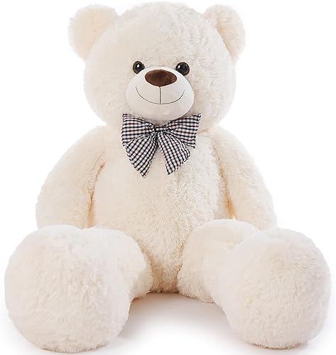 Miniatura 8 de Poutmac Oso de peluche grande de 4 pies suave y gigante para novia, mujeres, niños, para San Valentín, Navidad, cumpleaños (marrón claro, 47