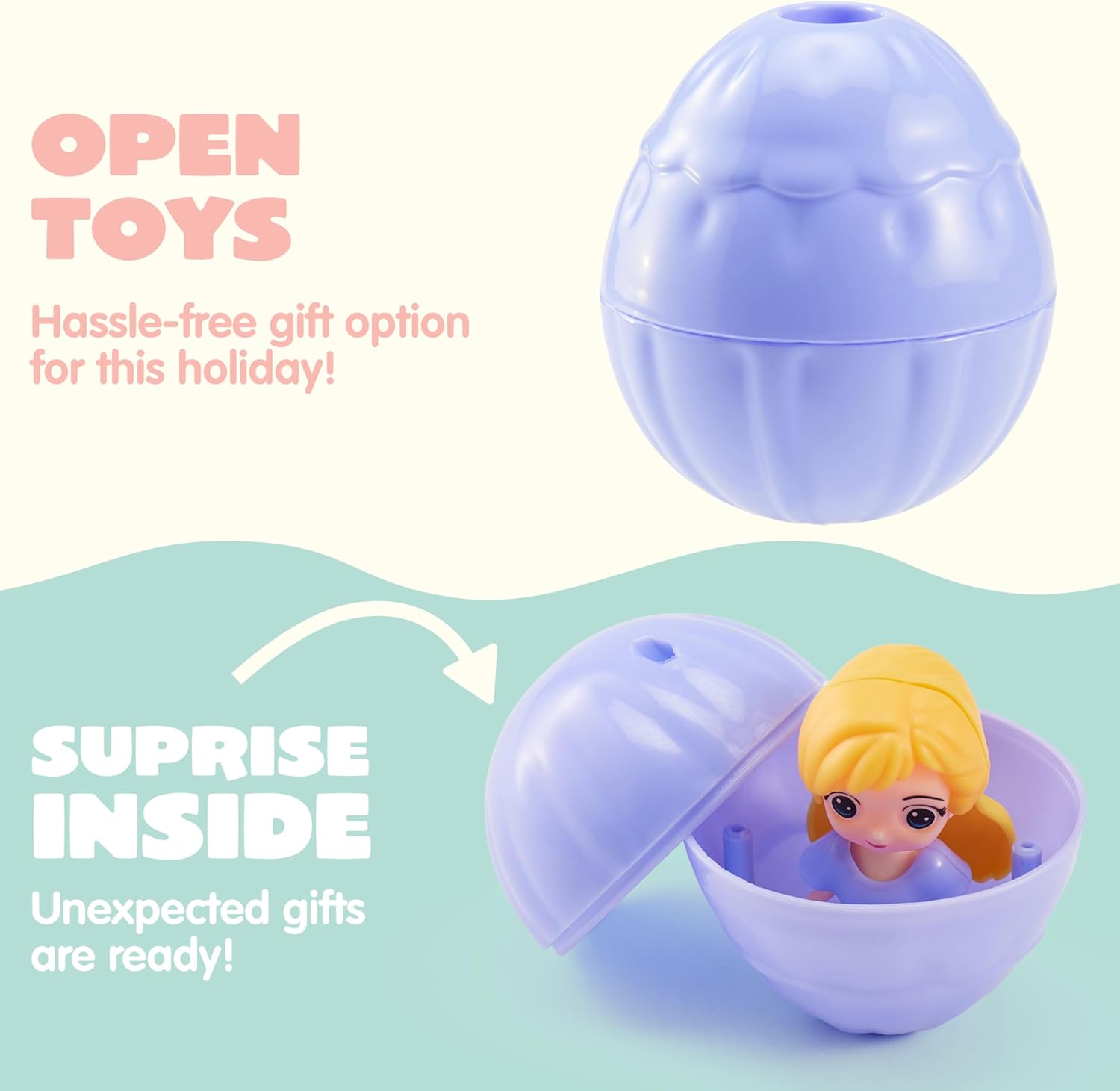 JOYIN 12 Pcs Prefilled Easter Egg Princesses Toys, Surprise Egg Shell Reveals Princess Doll, Easter Eggs for Easter Eggs Hunt, Easter Basket Stuffers, Party Favor, Classroom Prize Supplies