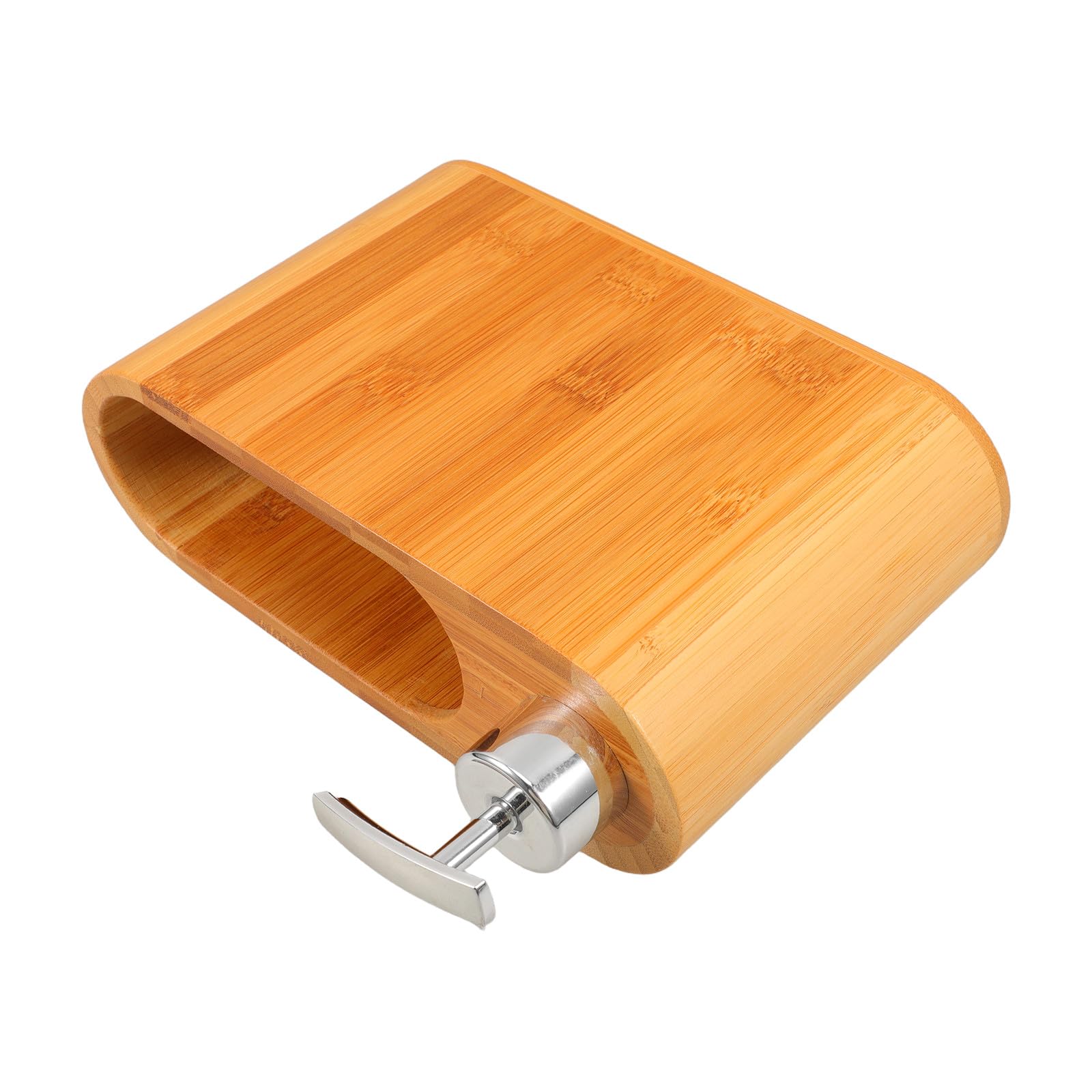 INOOMP Dispensador de Jabón Ovalado de Madera y Plástico Recargable Diseño Elegante para Uso en Baño y Hogar