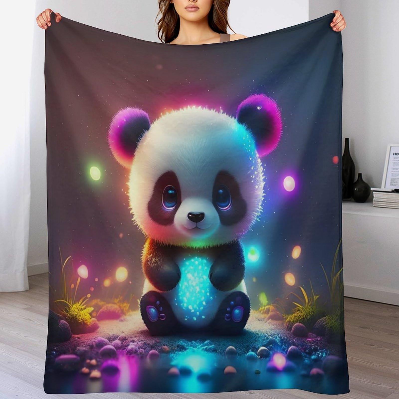 Couverture polaire panda luxe plaid jeté canapé flanelle impression numérique 3D premium